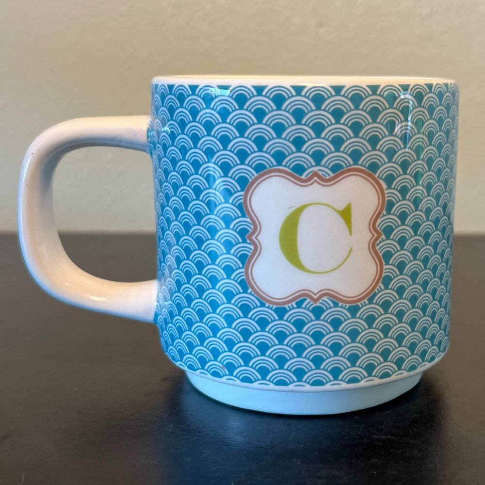 Jo-Ann Stores Teal Mermaid Scale Monogram Initial Letter C Mug Mermaidcore Cup